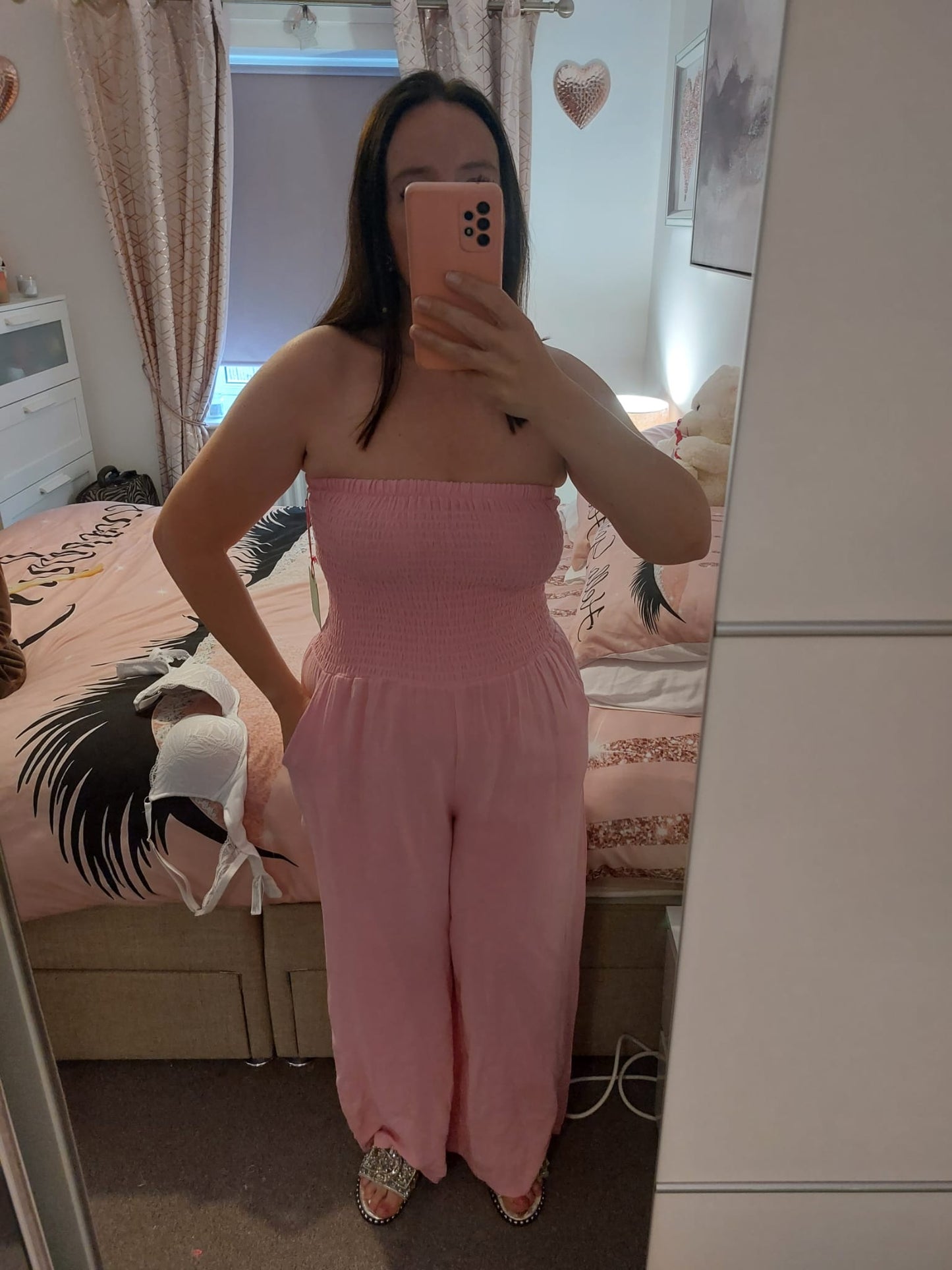 Baby Pink Strapless Jumpsuit