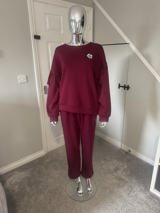 Red diamanté flower lounge wear