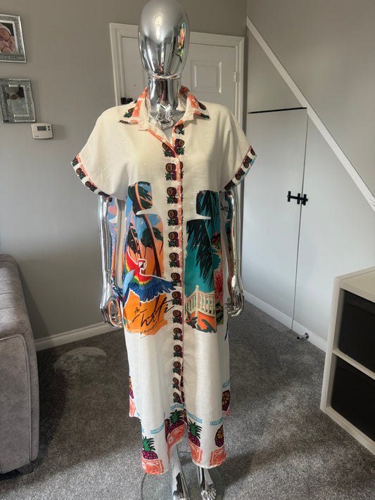 Parrot shirt dress