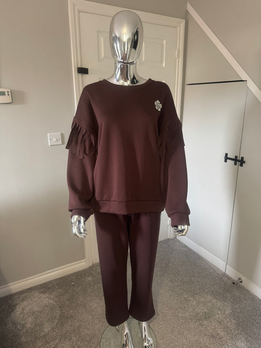 Chocolate diamanté flower lounge wear